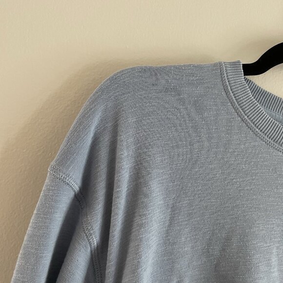 American Eagle Women XS Light Blue Soft Fleece Crew Neck Cinch-Waist Sweatshirt - Picture 8 of 12